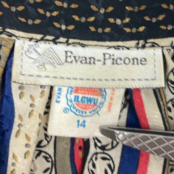 NWOT EVAN PICONE Top 14 Vintage Stripe Jacquard Asymmetric-Button-Collar Ruched - Picture 4 of 14